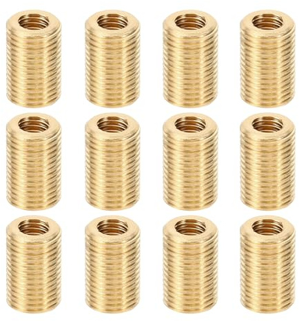 PATIKIL M10 auf M6 x15 mm Gewindeeinsatz, 12 Stück Messing Schnellgewindeeinsatz Einschraubmuttern für die Gewindereparatur gewinde-anschlüsse Gewindeadapter ewindereduzierung Set