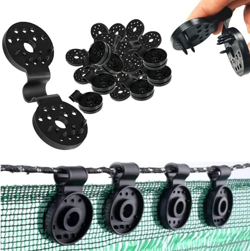 Lot de 25 clips de fixation robustes en tissu noir, amovibles et réutilisables pour filet d'ombrage, clips en plastique noir anti-oiseaux, filet de jardin, structures de support pour plantes