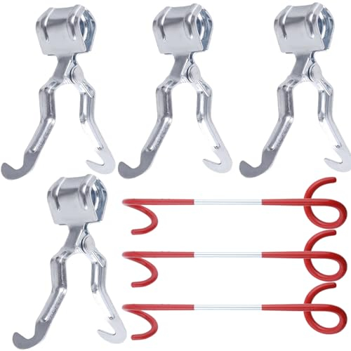 GZqiancang 7 Stück Laternenhalter Camping Set, Klemmhaken Camping, Zeltstangen Haken Camping, Doppelköpfige Laternenhaken für Camping, Terrasse, Garten