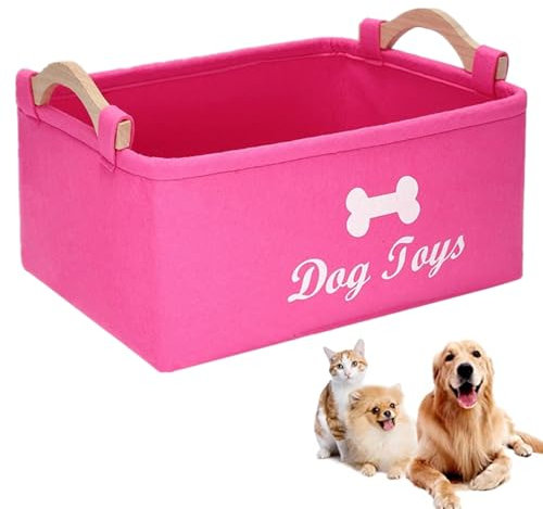 bangminda Haustier Spielzeug Filz Aufbewahrungsbox Zusammenklappbarer Aufbewahrungskorb für Hundespielzeug des Haustiers in der Kauspielzeug Decken Hundekleidung (Rosa, Hund)
