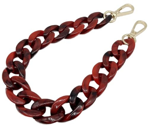 Wambere 60cm Acryl Taschenkette Vintage Handykette Mobiltelefonkette Beutelkette Schulterriemen Kette Trageriemen Bag Chain Tasche Kettenriemen mit Metallschnallen für DIY Taschenzubehör,Rot Schwarz