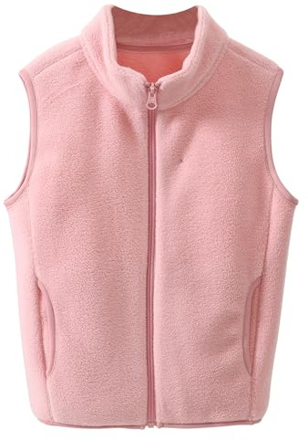 Happy Cherry - Niña Chalecos Forro Polar Sólido Niño Chaleco de Vellón Polar Invierno Niños Niñas Chaqueta sin Mangas Cálido Infantil Fleece-Weste - 120-130 cm - Rosa