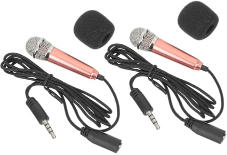 Levemolo 2pcs Mini Portable Microphones with Human Voice and Lightweight Stainless Steel Design Compatible with Phone and Tablet for Recording and Singing Supplies