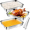Kayuneed Lot de 3 bols à paner rectangulaires en acier inoxydable avec 1 clip en acier inoxydable, 25 cm x 19 cm x 5 cm, pour paner le poisson, les escalopes, la viande, les légumes