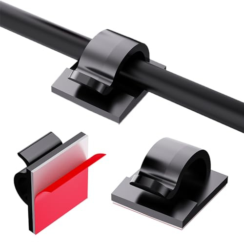 100 Pezzi Clip per Cavi da Esterno con Nastri Adesivi Clip di Luce Decorazione Clip Ganci Autoadesivi Fermacavi per Luce Fata,Clip di Luce Decorazione Clip Ganci Autoadesivi Fermacavi (Nero)