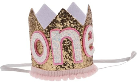 ibasenice 1stück Glitter Geburtstagshut Für Junge Mädchen Adorable Rosa Krone Design Für Geburtstag Elastischer Tragekomfort Fotorequisit Für Unvergessliche Erinnerungen