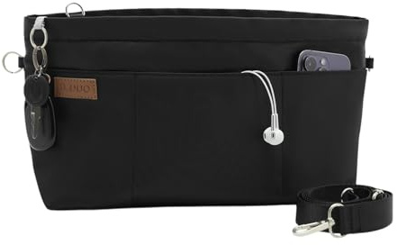 D.DUO Taschen-Organizer-Einsatz, Umhängetasche, Tote-Organizer-Einsatz mit verstellbarem Taschengurt, wasserdichte Nylon-Geldbörsen-Einsätze (Schwarz, S)