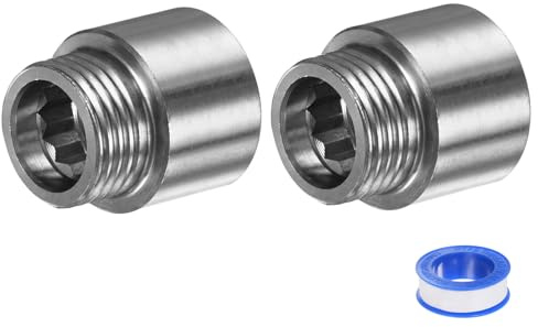 M METERXITY Shower Head Extension Arm, Stainless Steel G1/2 Male to Female Extension Pipe Fitting Adapter with PTFE Thread Seal Tape for Shower/Faucet, Pipe Plumbing Coupler 1.18/30mm 2-Pack