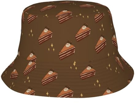 Chapeau cloche réfléchissant avec imprimé gâteau au chocolat – Chapeau de soleil unisexe pour voyage, plage, homme et femme, léger et pliable, noir, taille unique, Noir/blanc, taille unique