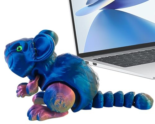 Generisch Dreidimensional Bedruckte Spielzeugtiere,Dreidimensional Bedruckte Zappeltiere, Hamster-Fidget-Spielzeug mit Gelenk zur Anzeige, Tierische Desktop-Dekoration für Auto, Handpuppe und Zuhause