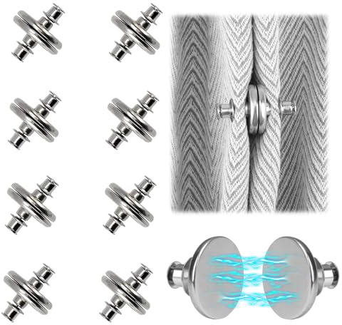 Magnetic Curtain Clips,8 Pairs Curtain Magnets Clips Silver Magnetic Holder for Home Bedroom Office Draperies