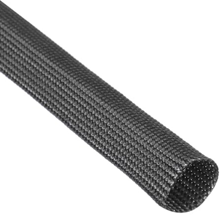 QUARKZMAN Manga De Trenzado Aislante 3.3 Pies-12mm Negra | Manga De Fibra De Vidrio De Alta Temperatura