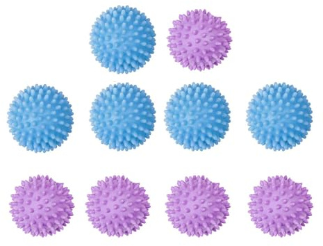 10-pc Laundry Dryer Balls Reduce Drying Time Clothes Come Out Soft Reusable Fabric Softener Alternative Fluff dryer balls(Blue + Purple)
