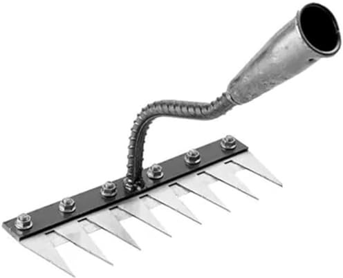Rastrello in ferro 2.0 per giardinaggio e diserbo, rastrello in ferro 5/6/7/8 resistente, strumento per diserbo da giardino in acciaio al carbonio per allentare il prato (8 denti)