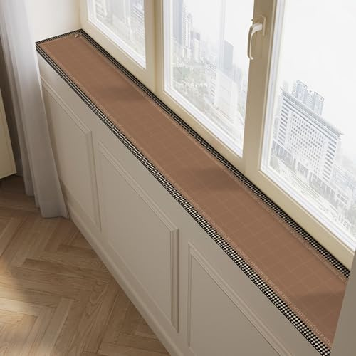 Alfombrilla de Ventana Tapete Decorativo para Alféizar de Ventana para Gatos Perros Plantas, Protector Impermeable para Alféizar, Balcón Almohadilla para Alféizar(Brown A,70x30cm (27 1/2x11 3/4))