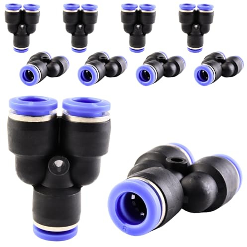 ANGEEK 10 piezas divisor en Y de 3 vías de 8 mm, conexión neumática enchufable, racor rápido de plástico de 3 vías, racores push-to-connect, adaptador para tubos de aire PY