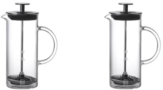BHFZIAP Juego de 2 cafeteras de prensa francesa, vidrio duradero, 480 ml, espumador de leche para café y hogar, color negro