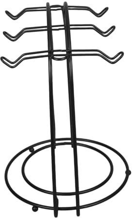 HOUDERCO Supporto per Tazze in Metallo Nero con Ganci e Piattini Espositore per Tazze da Caffè e Tè per Cucina Ufficio e Soggiorno