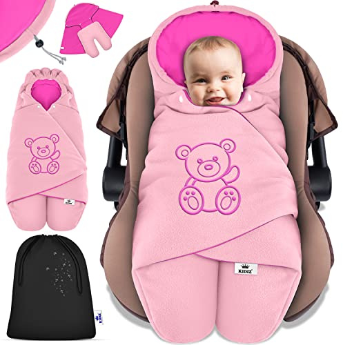 KIDIZ® Baby Einschlagdecke Babyschale Winter Herbst Babydecke mit Tasche Universal Fußsack kompatibel mit Maxi-Cosi, Römer, Buggy, Kinderwagen & Autositz isolierend gegen Wind, Nässe & Kälte