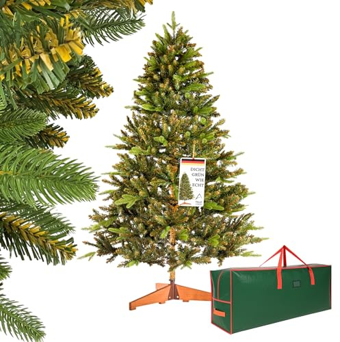 Valle Verde Künstlicher Weihnachtsbaum 180 cm PVC/PE - inkl. Holzständer und Aufbewahrungstasche - Christbaum, Tannenbaum, Kunstbaum - Täuschend echt & naturgetreu