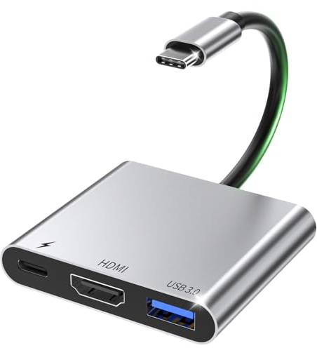 USB C auf HDMI, Type C auf HDMI 4K Adapter Thunderbolt 3/4 AUF USBC auf Hdmi Adapter Kompatibel mit iPhone 17/16/15, MacBook Pro/Air, iPadPro/Air, Galaxy S/Note, Dell XPS