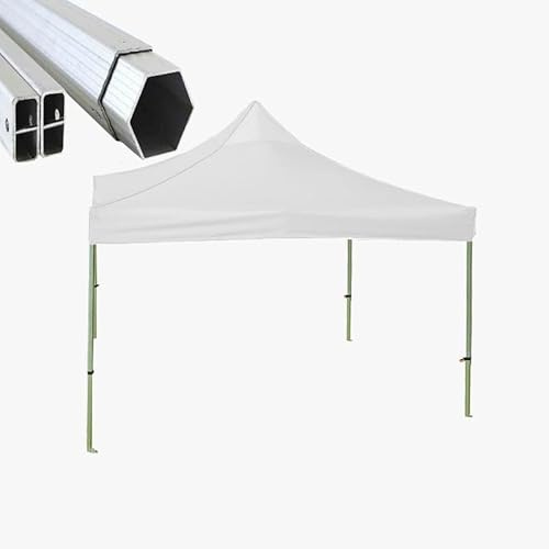 Gazebo pieghevole alluminio piantone esagonale 45mm portatile estendibile richiudibile estensibile per fiere eventi stand chiosco tenda tendone (laterali esclusi) (Bianco, 3x3m)