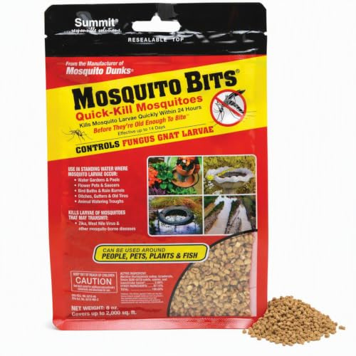 Summit Mosquito Bits 8oz – Mosquito Control for Standing Water, Ponds, Bird Baths & Garden Water Features – Natural Larvae Treatment Safe for Pets, Fish & Wildlife