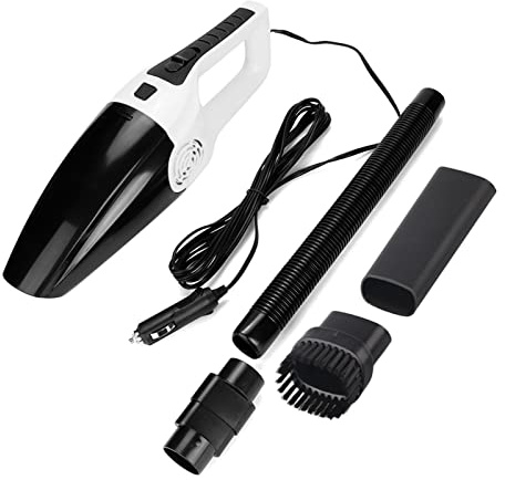 plplaaoo Aspirateur de Voiture Sec et Humide Portable 120 W 3600 mbar Aspiration puissante à Main pour Le Nettoyage intérieur du véhicule ABS Noir Blanc Design Compact