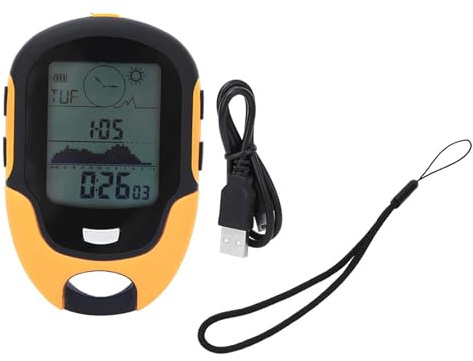 BuyWeek Altimètre, baromètre multifonction avec boussole, thermomètre, hygromètre, prévisions météorologiques, horloge, date, lampe de poche LED, réveil, étanche IPX4