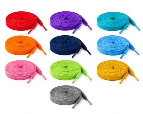 WITTIES 10 Pairs Shoe Laces Mix Colours Replacement Strings for Trainers, Boots, and Sneakers Durable, HighQuality MultiPack for Versatile Footwear Customisation and Styling Essential Accessory Kit