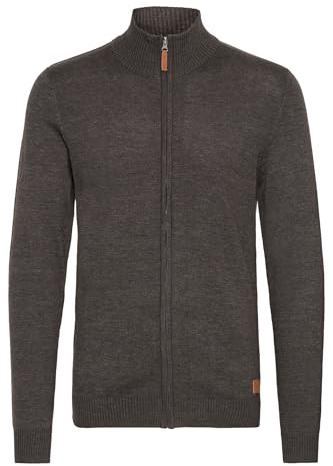 Blend BHNorman Herren Strickjacke Cardigan Feinstrick Pullover mit Stehkragen Reißverschluss Rippbündchen Baumwollmischung Regular fit, Größe:L, Farbe:Charcoal (70818)