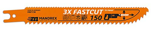 MandreX Sabelsågblad trä 3 x FASTCUT tigersågblad med 150 mm längd