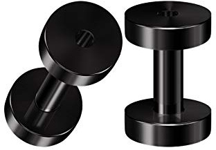 Pair of Steel 10g Gauge 2.5mm Black Anodized Screw flesh Tunnels Piercing Jewellery Earring Stretcher Ear Plugs Lobe BG3794K