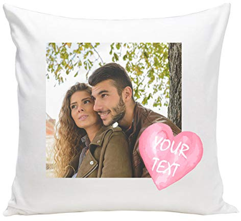 Ferocity Personalisiertes FOTOGESCHENK mit eigenem Foto (40 x 40 cm) Foto-Kissen mit Deinem Foto & Text Bedrucken Zum Jahrestag, Geburtstag, Valentinstag (mit Füllung) Foto mit Text [091]