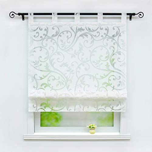 Joyswahl Raffrollo Ausbrenner Raffgardinen mit Schlaufen »Jessica« Gardinen BxH 120x140cm Weiß 1er Pack
