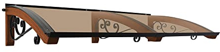 Vordach aus hölzern für den Außenbereich Farbe Teck, Bronziert kompakte Polycarbonatabdeckung, Modell Legno RICCIO, Haustür-Vordächer Größe 100 x 250 cm