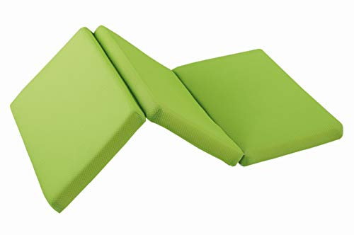 MICAMAMELLAMA Matratze aus Schaumstoff, 60 x 120 cm, Breite 6 cm, für Reisebett, faltbar, 3D-Bezug gegen Ersticken, inkl. Transporttasche (grün)