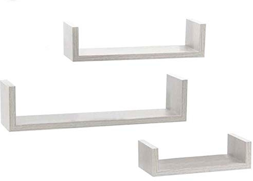 BAKAJI Set 3 Mensole da Parete Moderne Design con Bordi Laterali Mensola Scaffale 1 Ripiano in Legno MDF Varie Dimensioni (Bianco)