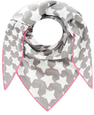 Zwillingsherz Foulard triangulaire en coton Écharpe de qualité supérieure au design discret étoilé pour femme garçon et fille Foulard et écharpe pour femme Tricot pour l'été et l'hiver. Gris