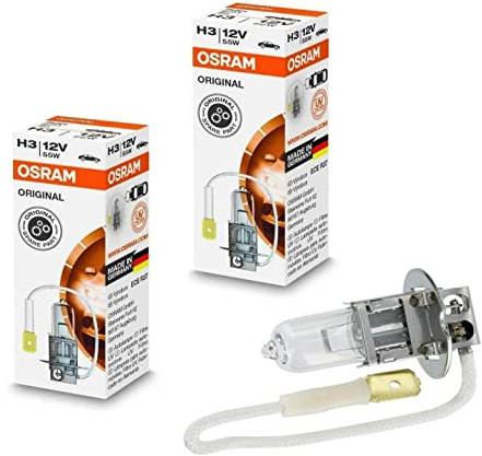 2x Osra.m H3 55W 12V PK22s 64151 Original Weiß Ersatz langlebig Scheinwerfer Halogen Auto Lampe - E-geprüft