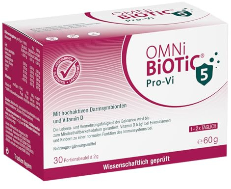 OMNi BiOTiC Pro-Vi 5 | 5 Bakterien-Profis + Vitamin D für Ihr Immunsystem | Zur täglichen Anwendung | Vegetarisch | Glutenfrei | Laktosefrei | Pulver | 30 Sachets
