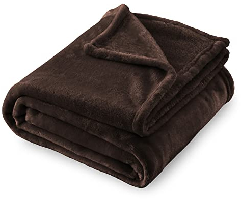 SOCHOW Flannel Fleece Blanket Luxury Twin XL Size, All Season Lightweight Super Soft Cozy Blanket for Bed or Couch, Brown66inch X90''