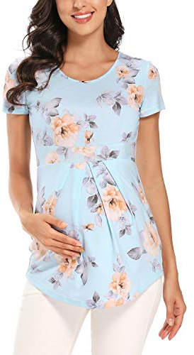 Love2Mi Women's Maternity Tops Short Sleeve Maternity T-Shirt Summer Pregnancy Clothes