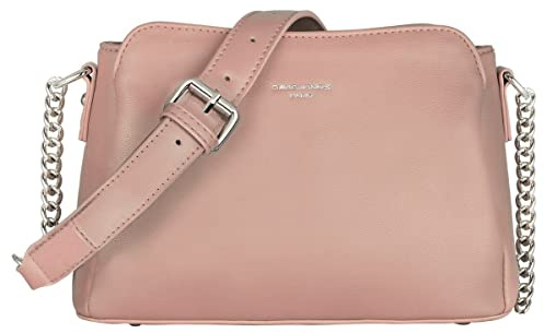 David Jones - Damen Kleine Umhängetasche - Elegante Crossbody Bag PU Leder - Schultertasche Kette Handtasche 3 Fächer Frau - Stilvolle Schicke Modische Abendtasche Clutch Alltag Arbeit Reise