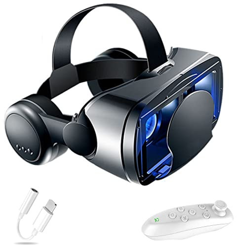 Gafas de Realidad Virtual, 3D VR Gafas con Controlador Bluetooth para Juegos Visión Panorámico VR Glasses para iPhone 13 Pro Max/13 Pro/13/12/11, para Samsung Galaxy S21, Huawei, Xiaomi