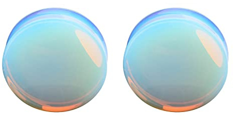 2 st mätare opal öronproppar piercing smyckesset dubbel utsvängning sadel töjning gage tunnlar expanderare 5 mm, 10mm(00g), Opal, Ingen ädelsten