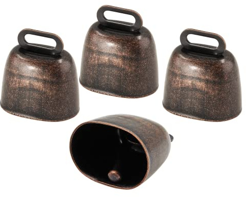 Litoexpe Anti-Verlust-Glocken für Tiere, 4 Stück, Mini-Kuhglocken, Rotbronze, grasende Kuhglocken, Großraummacher für Weihnachtsfest-Dekoration