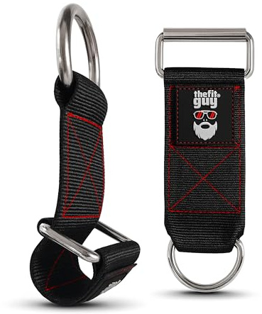 THEFITGUY Dumbbell & Barbell Loading Straps | Attachment Straps for Dips, Pullups, Squats | Ultra Strong, Heavy Duty & Secured | Attach any Dumbbell & Barbell to any Dip Belt | 8” & 6” Straps Included