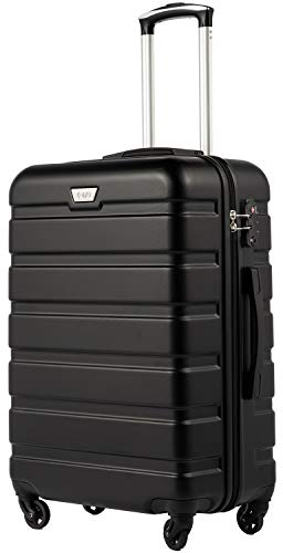 COOLIFE Koffer Groß für Aufgabegepäck, Geschäftsreise, 77cm XL, PC+ABS, Hartschale, Leicht Robuster, Rollkoffer mit 360° Spinner Räder, YKK Reißverschluss, TSA Zahlenschloss, Schwarz