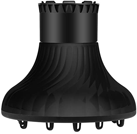 QIRUIRED Universal Hair Diffuser Hair Dryers with Nozzle for 1.49 in to 2.36 inch Hair Drying Adjustable Professional Salon Tool for Curly and Natural Wavy Hair Styling (Black)